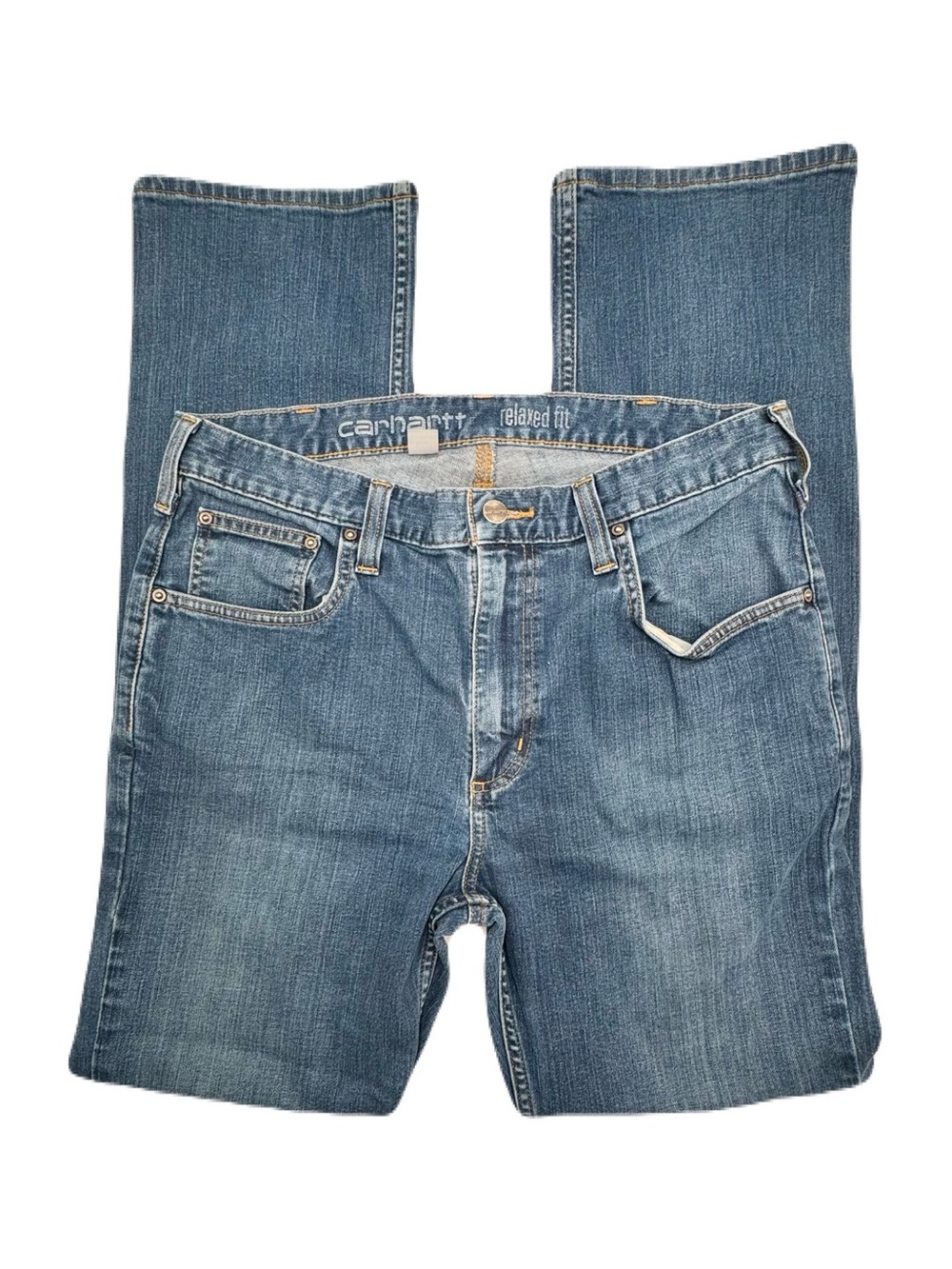 Carhartt Men's Relaxed Fit Straight Leg Rgged Flex Blue Denim Jeans 34 x 34